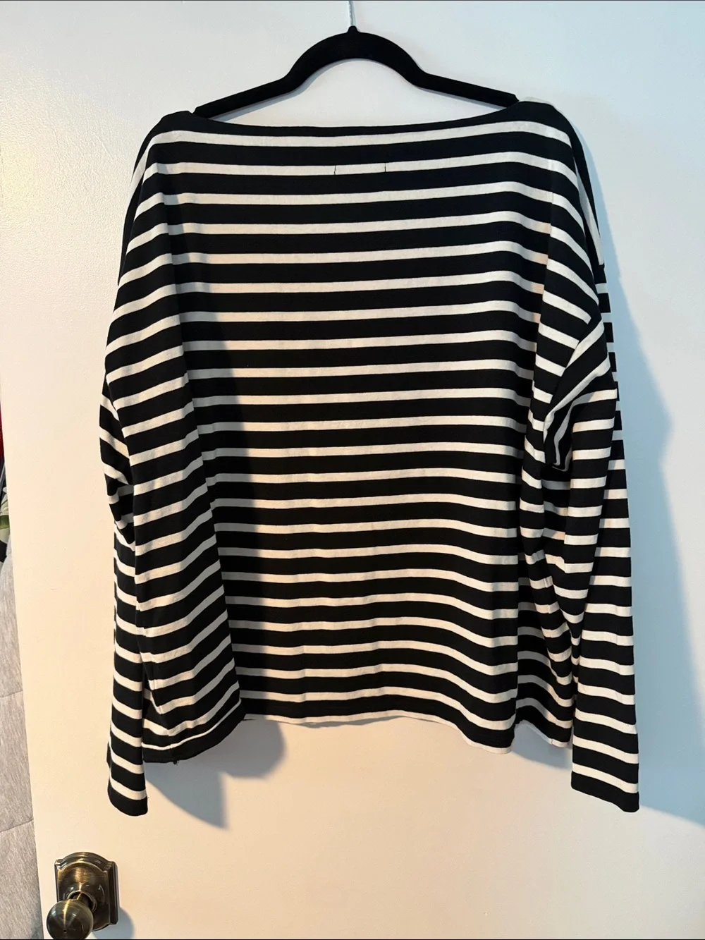 J. Crew Black and White Striped Long-Sleeve Tee